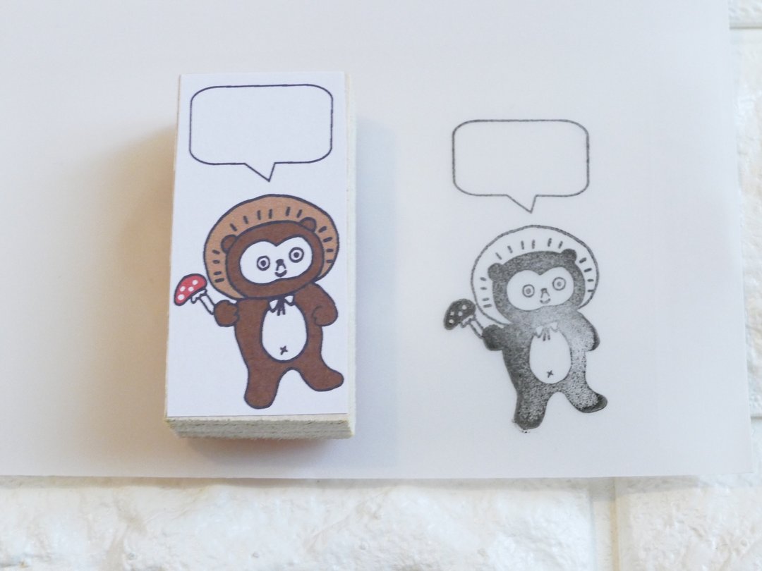 Stamp raccoon figurine - 印章/印台 - 木头 白色