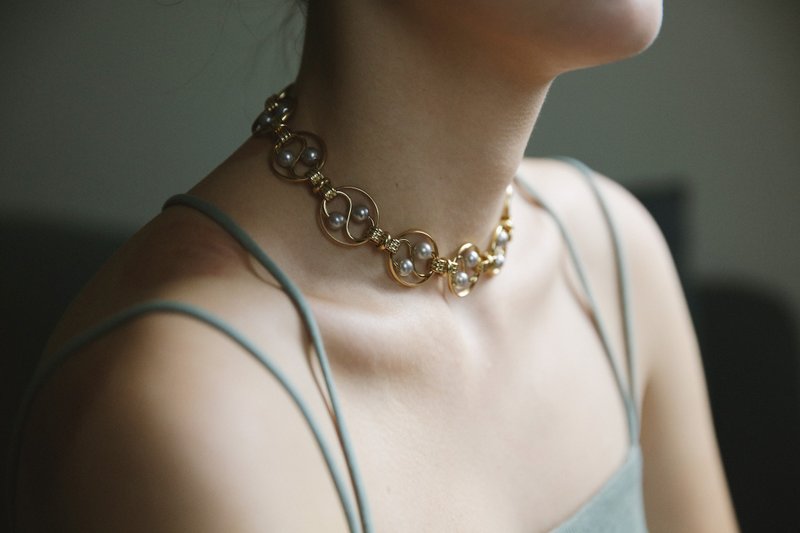 A CIRCLE OF THE MOON CHOKER II｜金｜颈链 - 颈链 - 其他金属 金色
