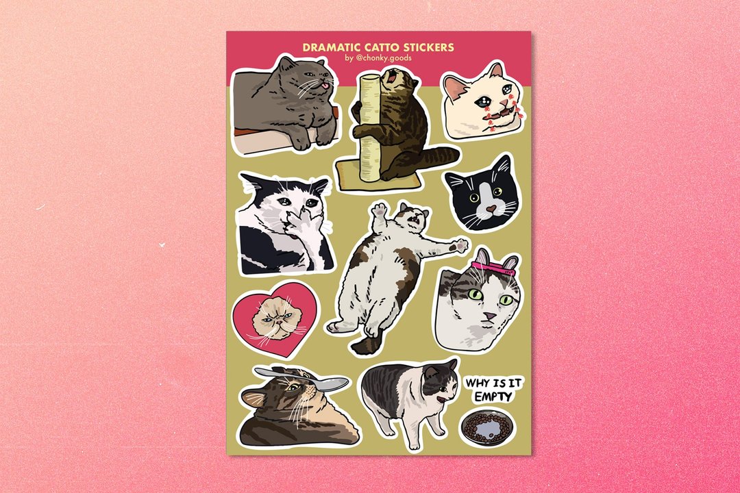 Sticker Sheets - Dramatic Cat Meme - 贴纸 - 塑料 