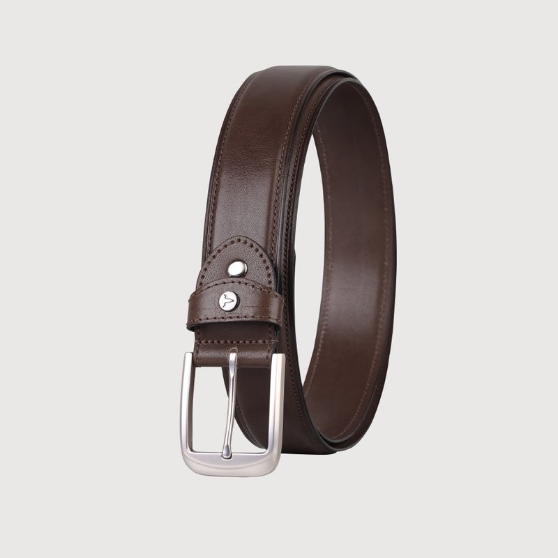 【结帐赠擦拭布乙条】品味绅士宽版复古皮带-深咖/VA007-009-BRN - 皮带/腰带 - 真皮 咖啡色