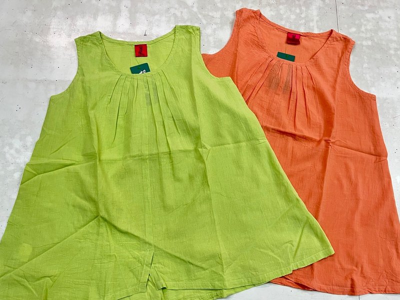 【声声慢】前领压褶无袖上衣 - 女装背心 - 棉．麻 