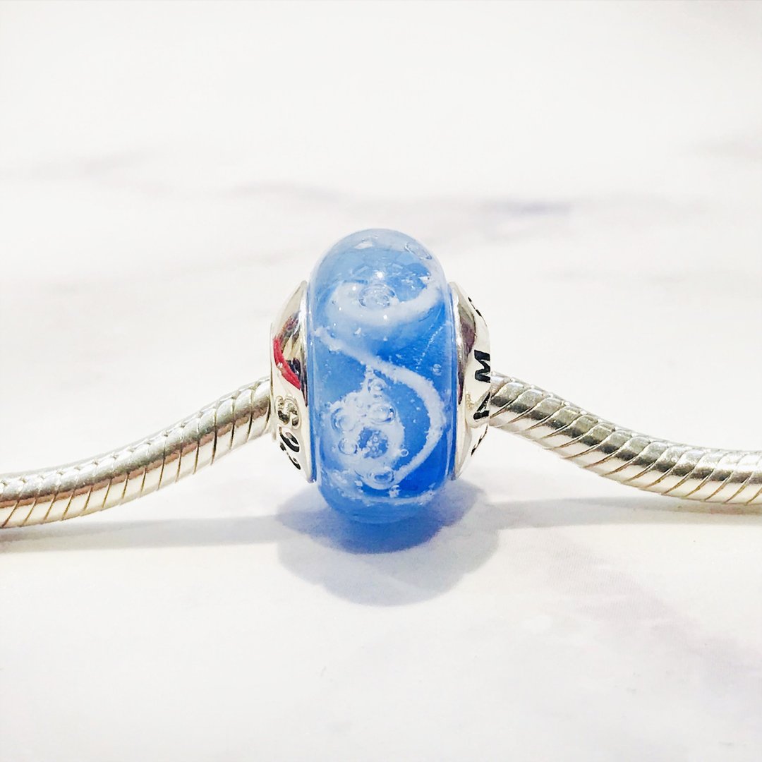 骨灰の珠-PANDORA/T各大串珠品牌皆可串*订制骨灰琉璃珠-双重水蓝 - 其他 - 玻璃 蓝色