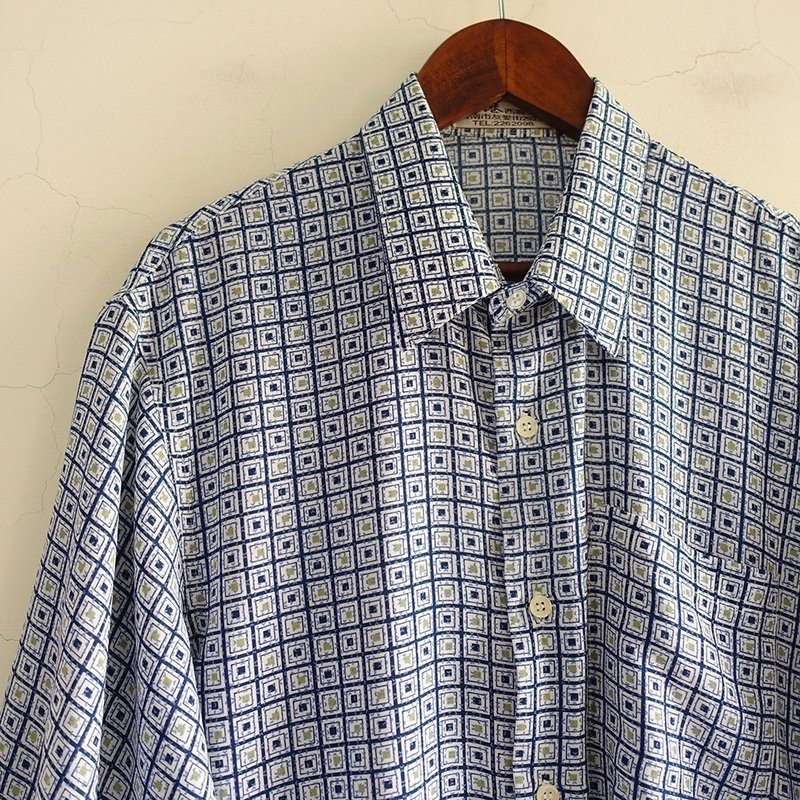 │Slowly│ 冰块/古着男衬衫 │vintage.复古.文艺 - 男装衬衫 - 聚酯纤维 多色