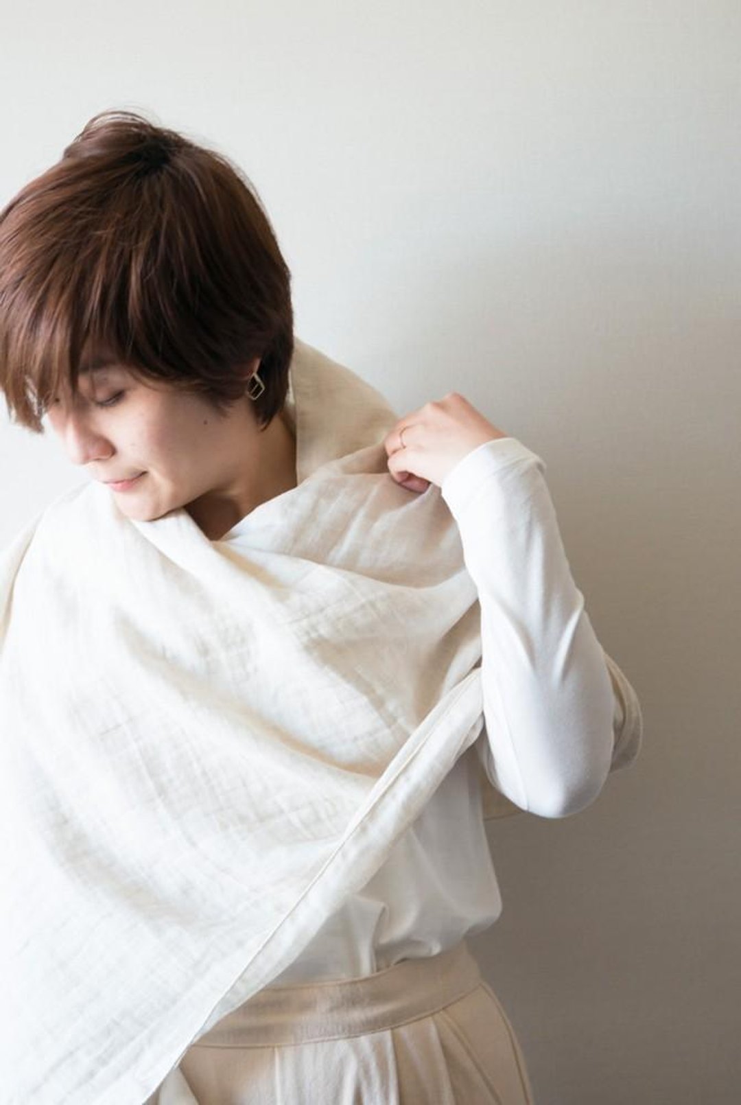 Organic Cotton linen W gauze stall - 丝巾 - 棉．麻 