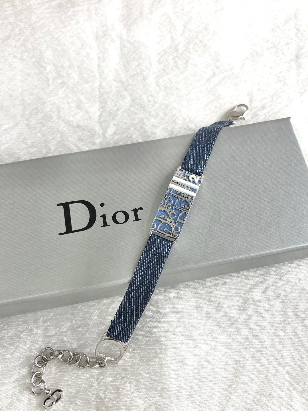 【日本直送 名牌古着包】Christian Dior 克里斯汀·迪奥 涂鸦手链 靛蓝丹宁 vintage pi5w53 - 手链/手环 - 棉 蓝色
