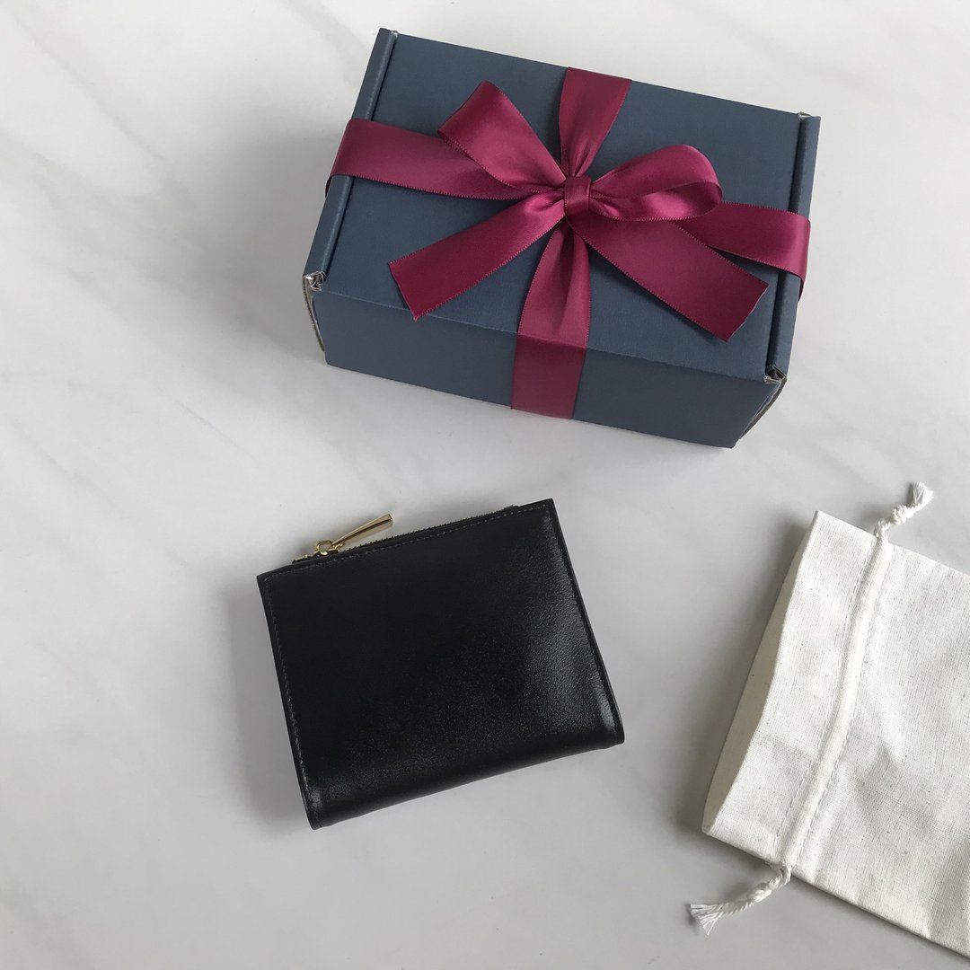 真皮钱包 钱包短款 Slim wallet Black&Gold - 皮夹/钱包 - 真皮 黑色