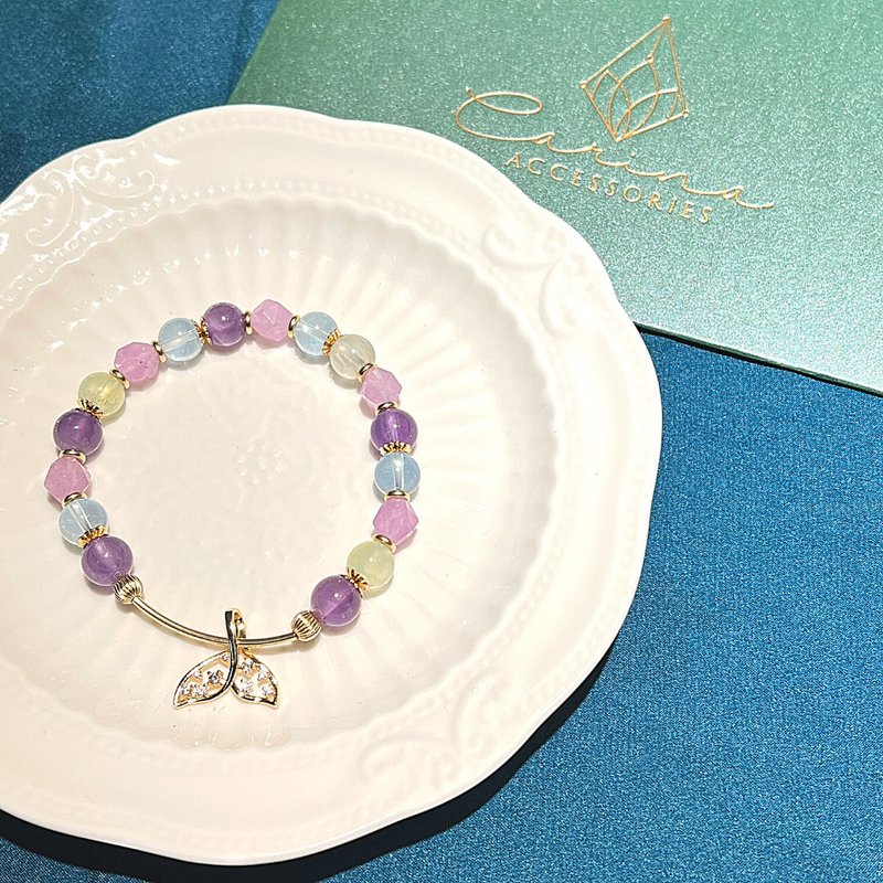 carina accessories 开运能量水晶手链饰品 鱼尾 生命灵数款 - 手链/手环 - 水晶 紫色