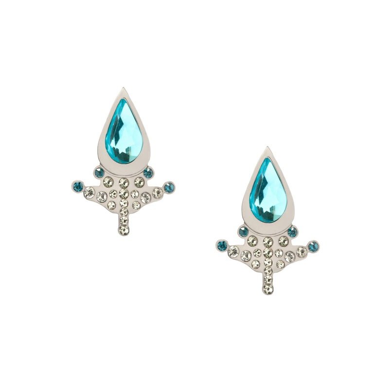 期间限定  特价 Swan精钢耳环 银色 施华洛世奇水晶 T3E - 耳环/耳夹 - 其他金属 多色