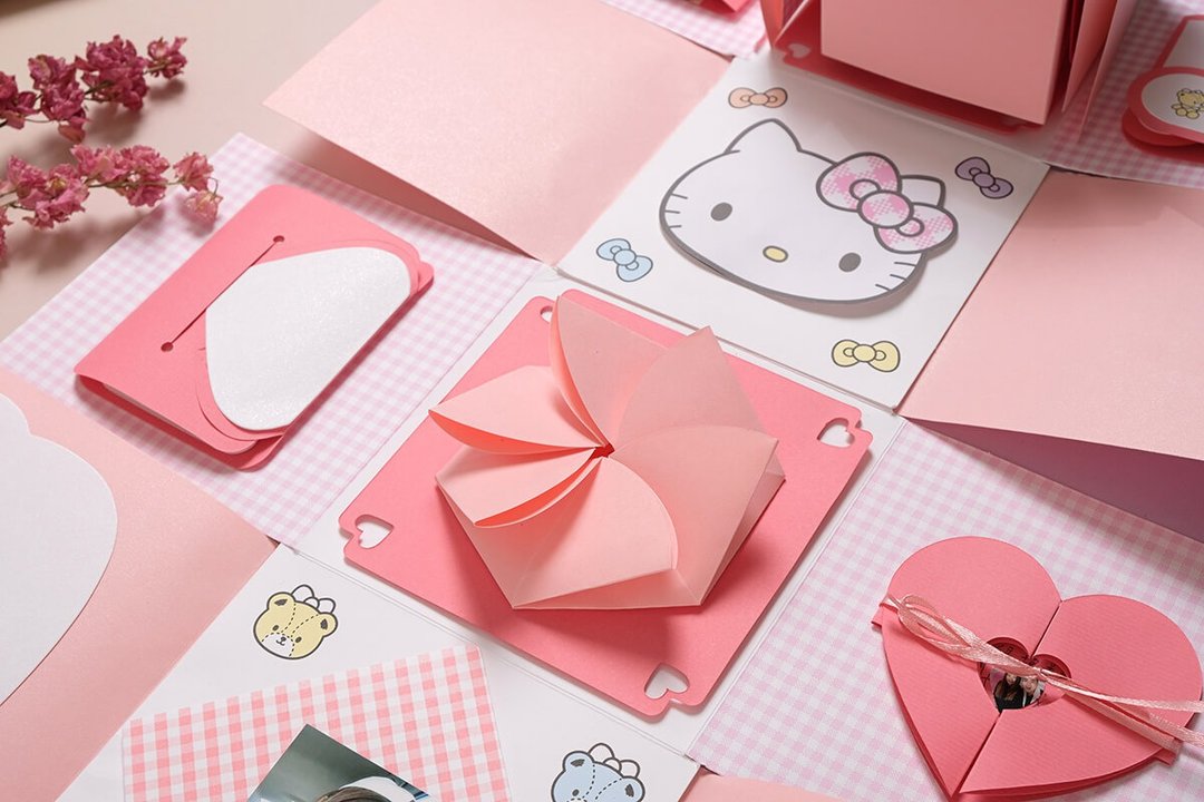 Hello Kitty独家时光走廊礼物盒DIY材料包 -sanrio独家授权 - 木工/竹艺/纸艺 - 纸 粉红色