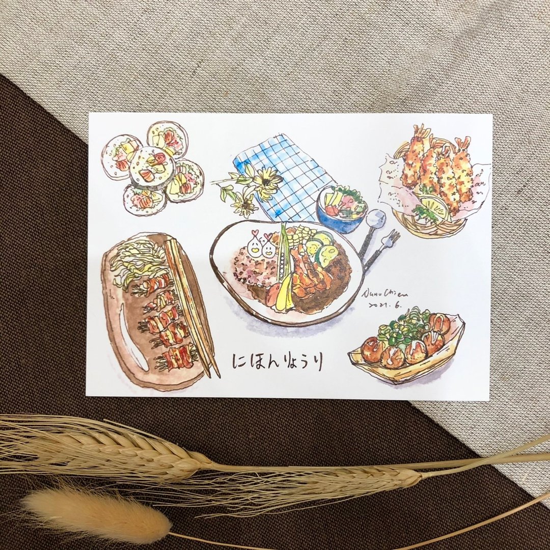 日式美食/明信片 - 卡片/明信片 - 纸 多色