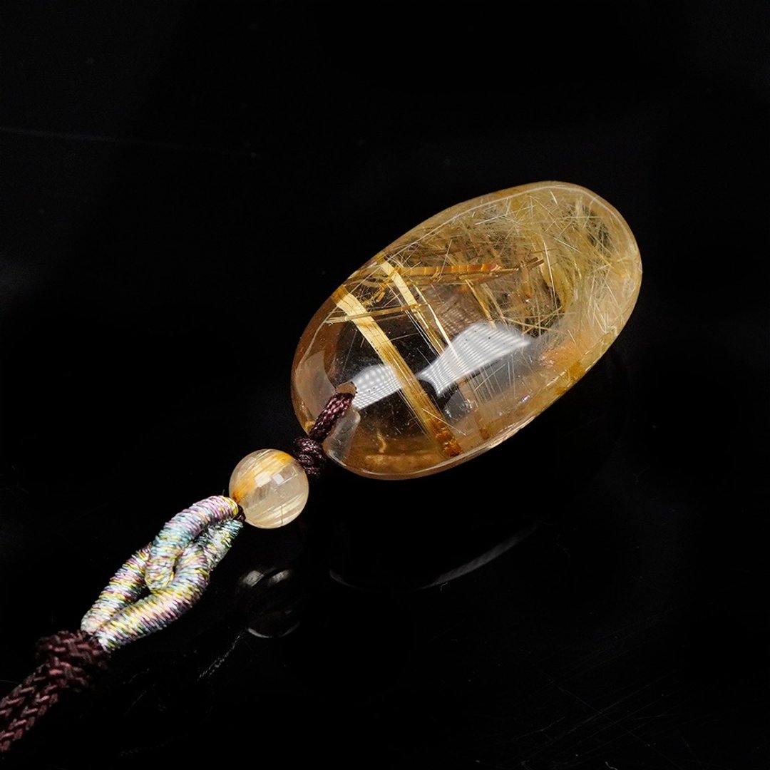 【正佳珠宝】金钛晶 高品净透鹅蛋面 11.7g 金钛晶吊坠 - 项链 - 半宝石 多色
