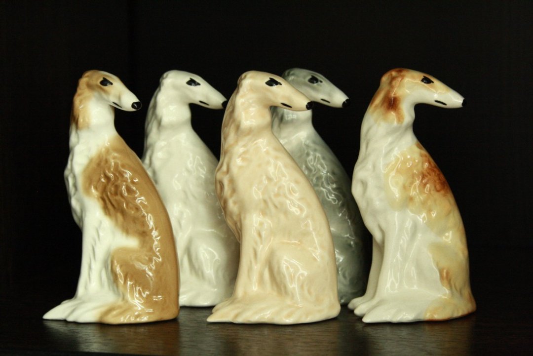 Russian borzoi dog figurine ceramics handmade, statuette porcelain - 摆饰 - 陶 