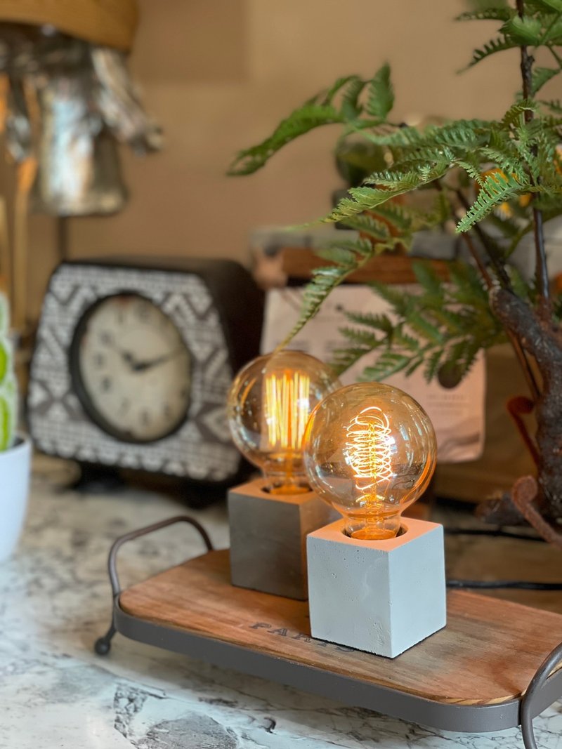 曙MUSE 极简方形水泥方桌灯 LED灯 钨丝灯泡 USB灯 摆饰 - 灯具/灯饰 - 水泥 多色