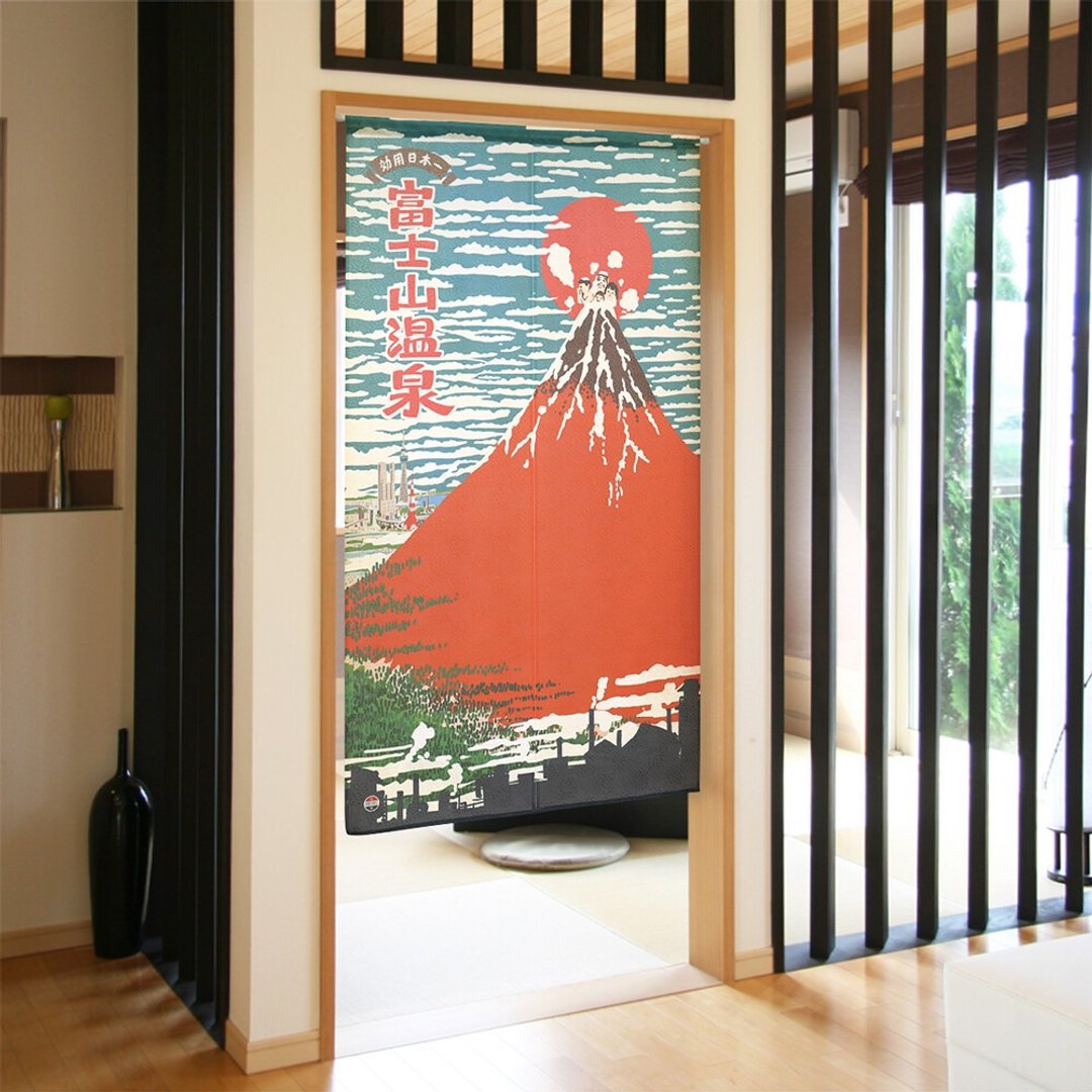 【预订】日本制 富士山温泉门帘 - 门帘/门牌 - 棉 红色