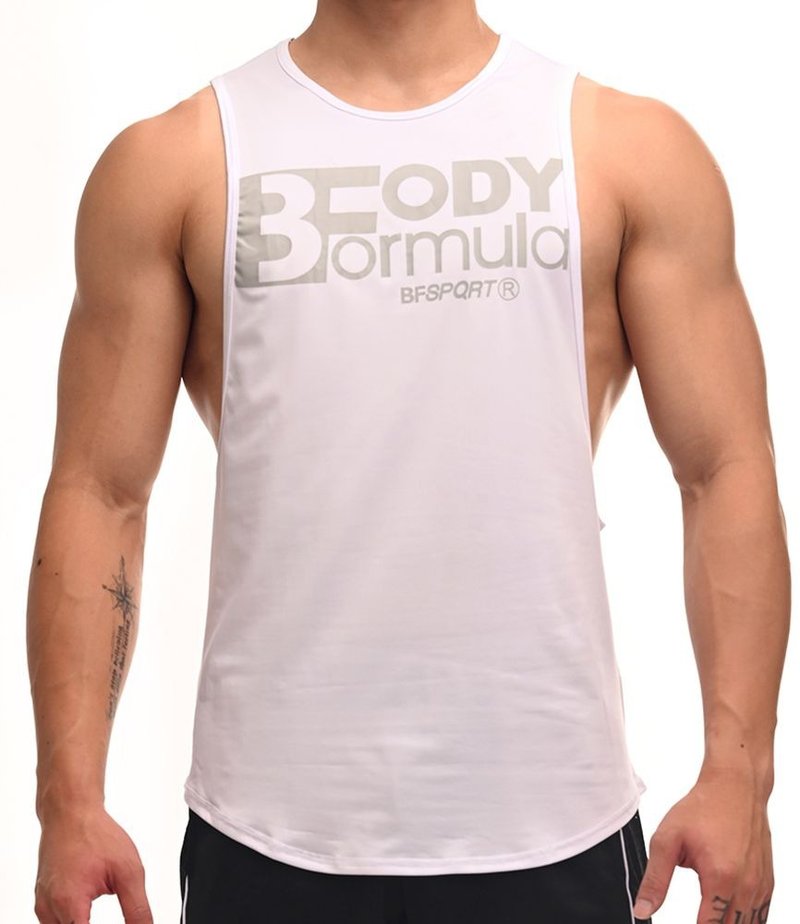 Serious Gym 下弧度 侧挖 机能运动背心 - 白色 - 男装背心 - 聚酯纤维 白色