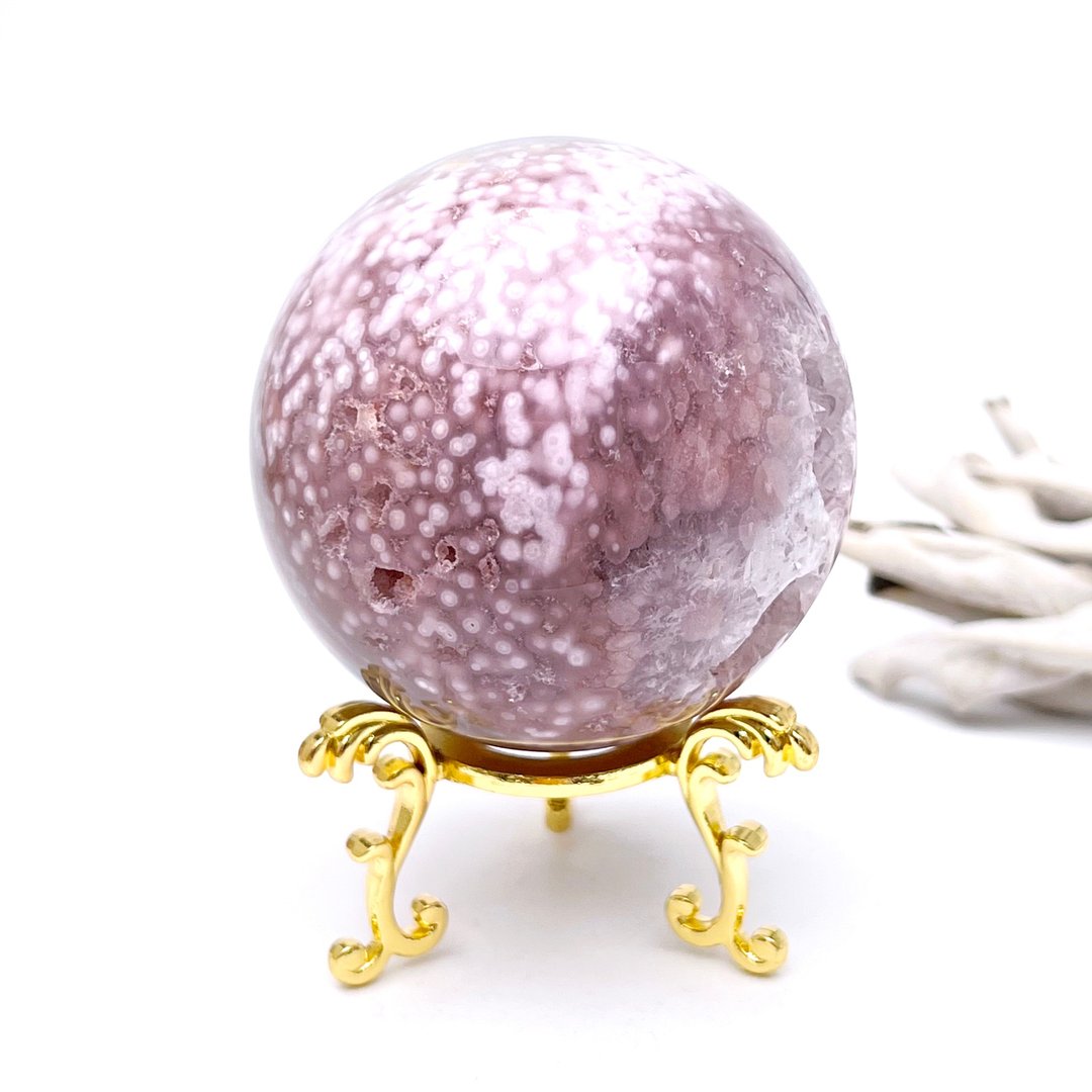 鱼籽。矿石球 摆件 有矿坑 l 樱花玛瑙球 小花料 爆晶闪晶牙 l - 摆饰 - 水晶 多色