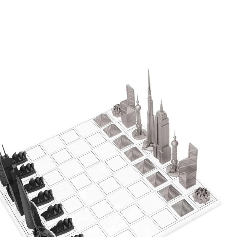 【英国 Skyline】豪华不锈钢 城市西洋棋-世界地标版(大理石棋盘) - 桌游/玩具 - 压克力 白色