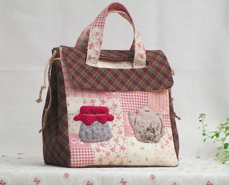 别致图案多口袋手提包 - 手提包/手提袋 - 其他材质 红色