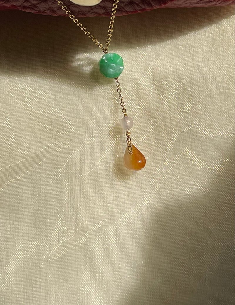 【祈福 II 平安】项链女 II 缅甸玉无优化A货翡翠项链女 无烧色 - 项链 - 玉石 