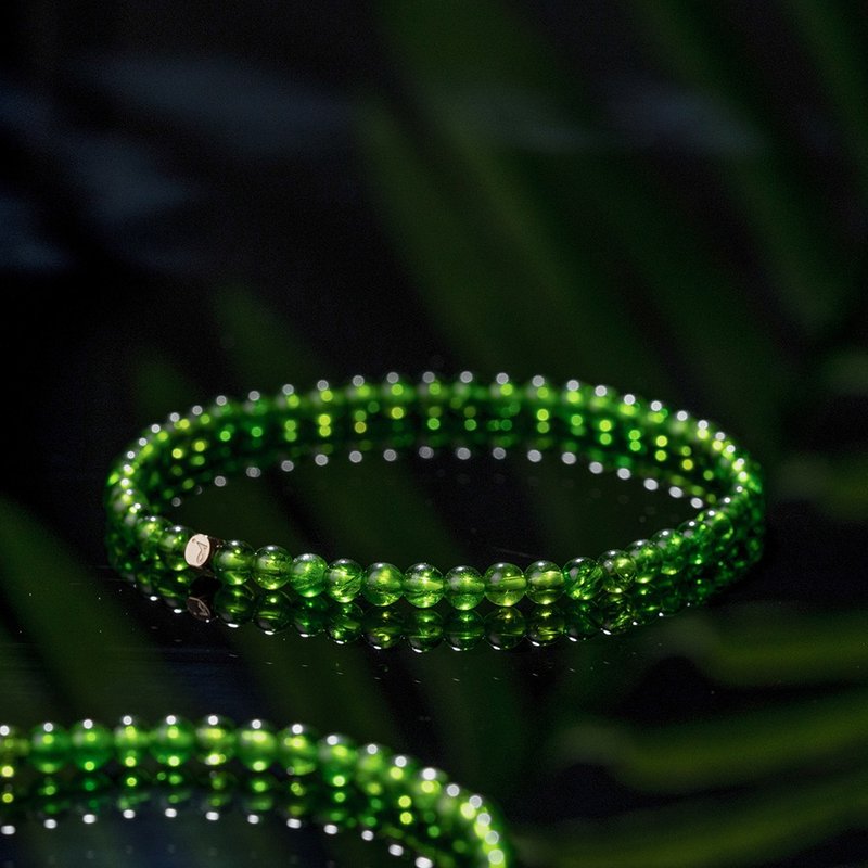 透辉石 | 天然能量手串 | 3.5-4.0mm - 手链/手环 - 水晶 绿色