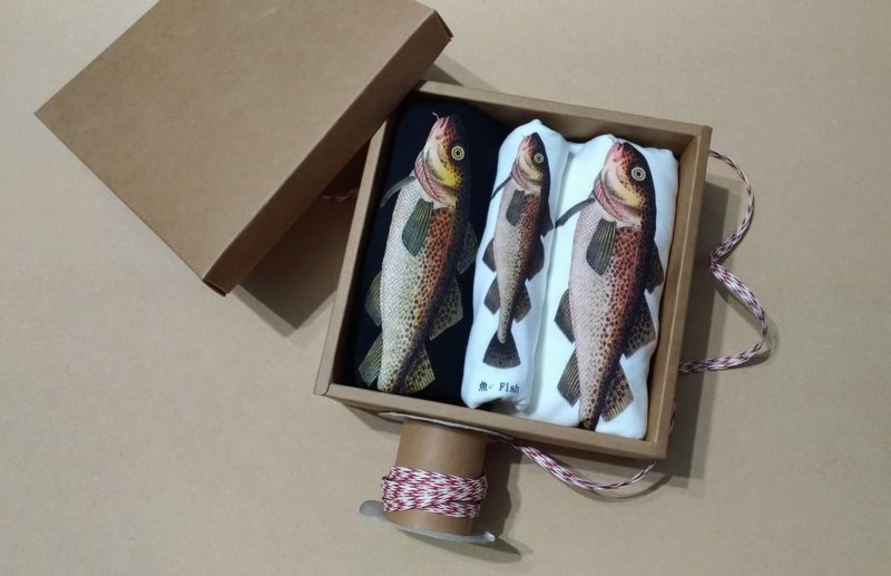 亲子礼盒 -鱼 Fish - 亲子装 - 棉．麻 咖啡色