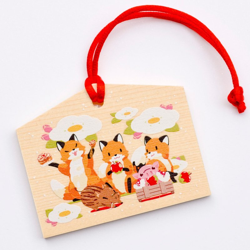 │猪事苹安│绘马 - 吊饰 - 木头 橘色