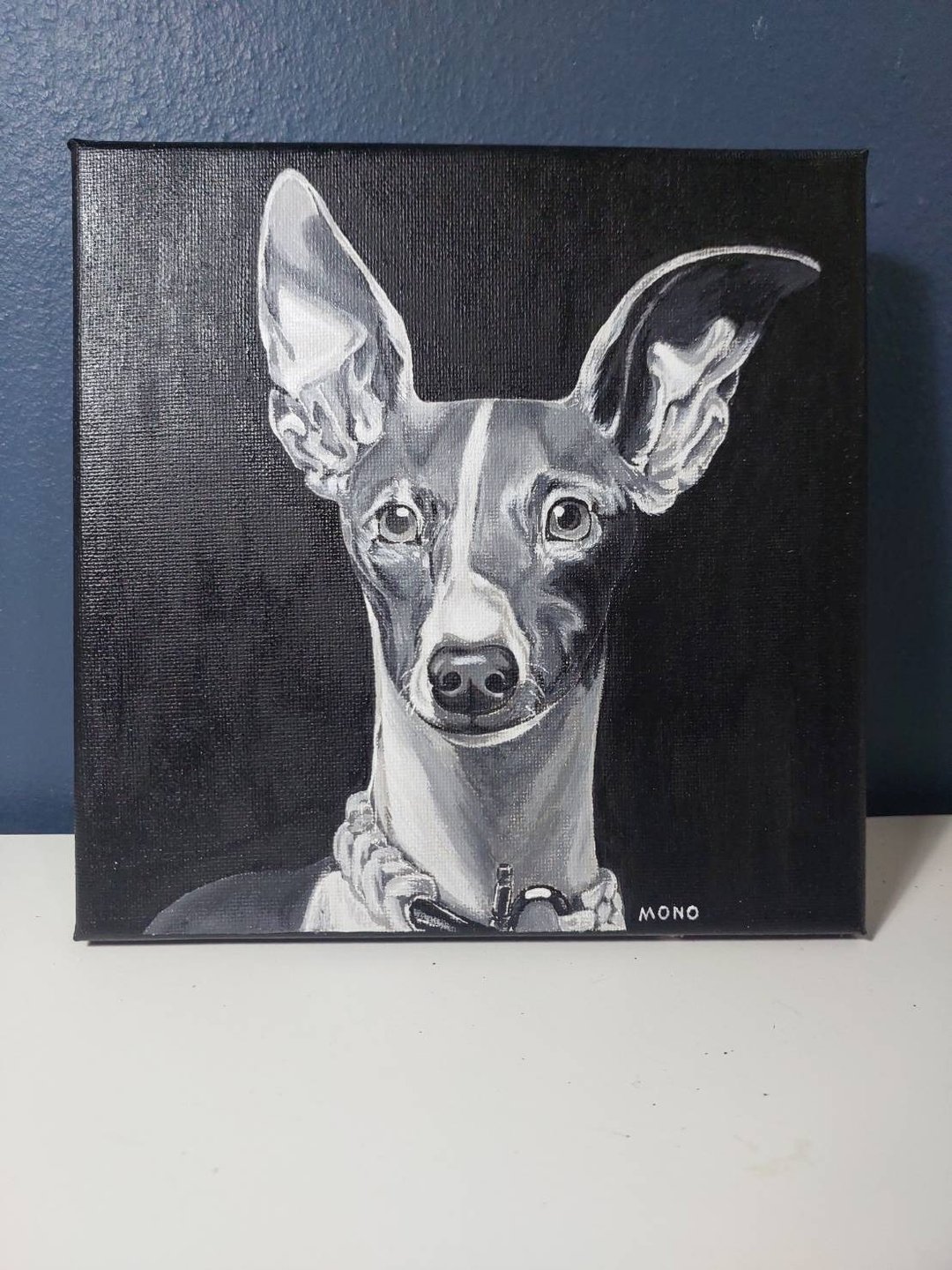 宠物肖像画，压克力画，20x20 厘米，狗和猫画。 - 其他 - 压克力 黑色