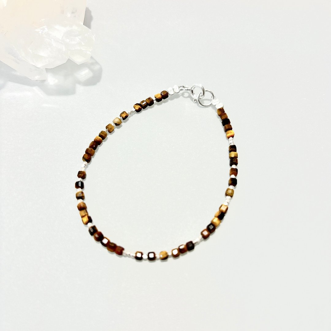 Ops Tigerite silver bracelet-虎眼石/纯银/手链/银/个性/手链 - 手链/手环 - 宝石 金色