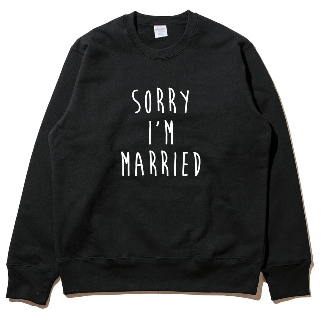 Sorry Married #2 大学T 刷毛 中性版 黑色 不好意思我结婚了 - 男装上衣/T 恤 - 棉 黑色