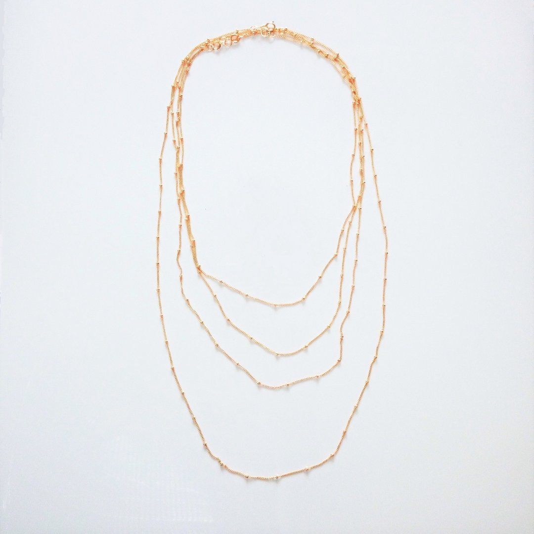 14kgf * gold station necklace 60cm 1piece - 项链 - 其他金属 金色