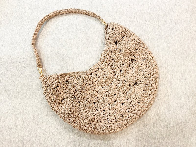 纯手工编腋下包 肩背包 小包  手提包 - 馲色 编织包 - 手提包/手提袋 - 棉．麻 卡其色