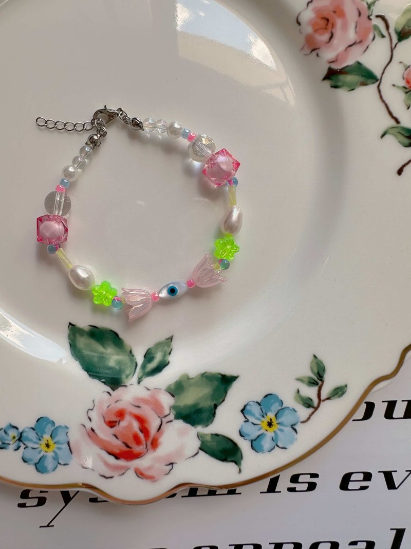 【热卖】土耳其眼淡水珍珠贝母手链| 欧美风街头混搭 - 项链 - 珍珠 