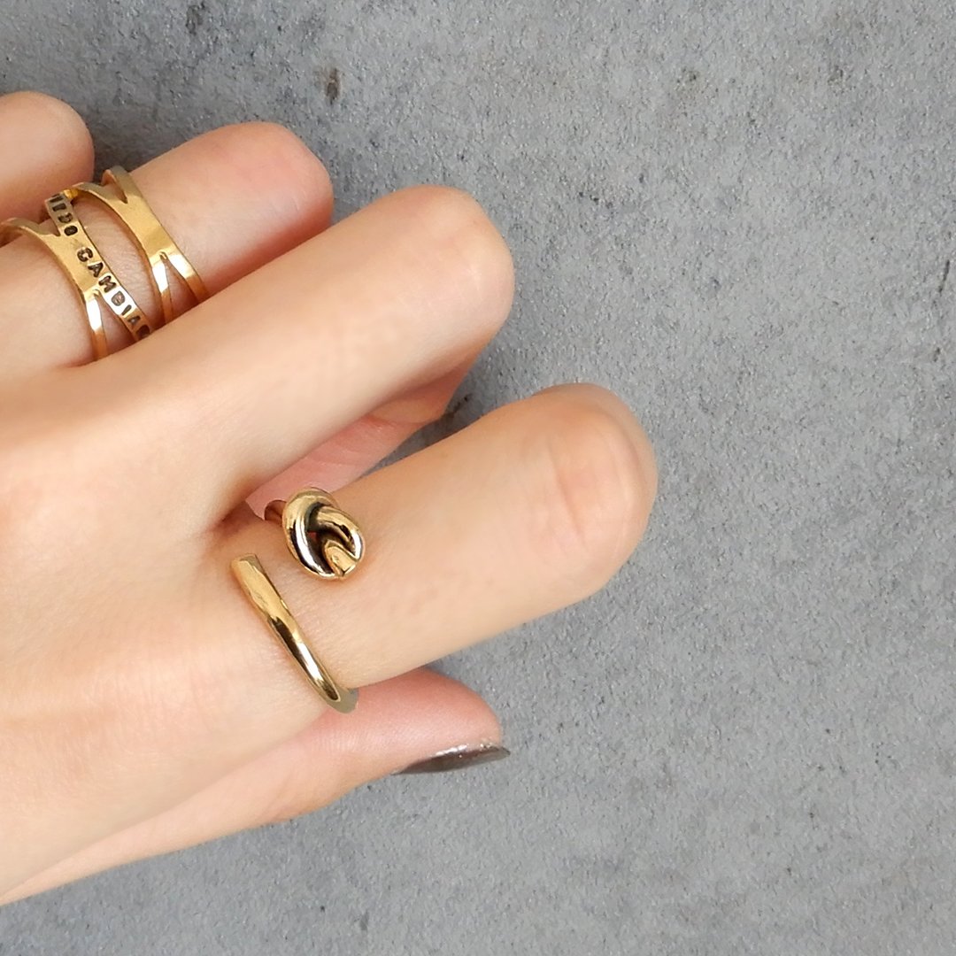 [Adjustable] knot ring / brass - 戒指 - 铜/黄铜 金色