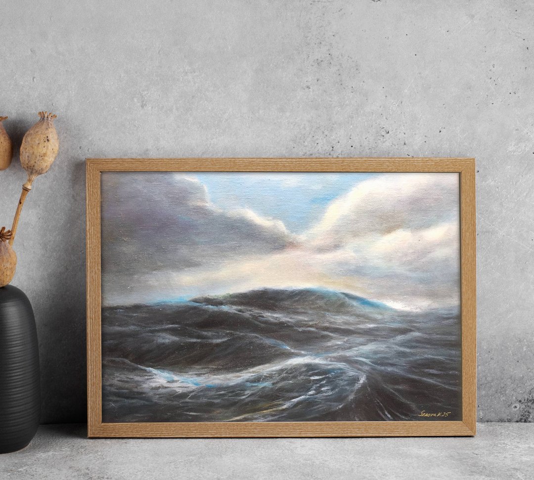 海景画作 帆布海景 海岸 海洋 油画艺术作品 - 海报/装饰画/版画 - 其他材质 白色