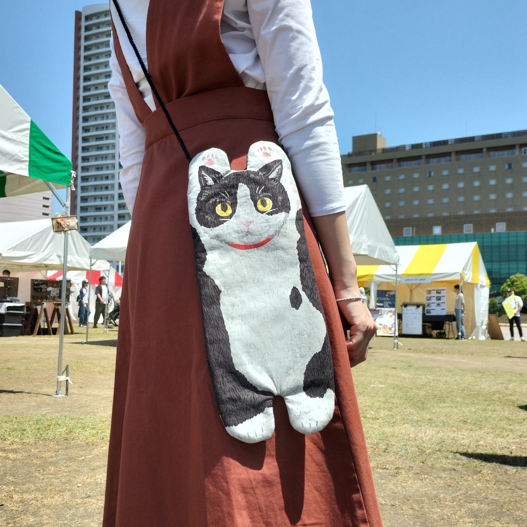 挂绳猫咪手机小包 虎斑猫【再贩】 - 侧背包/斜挎包 - 棉 黑色