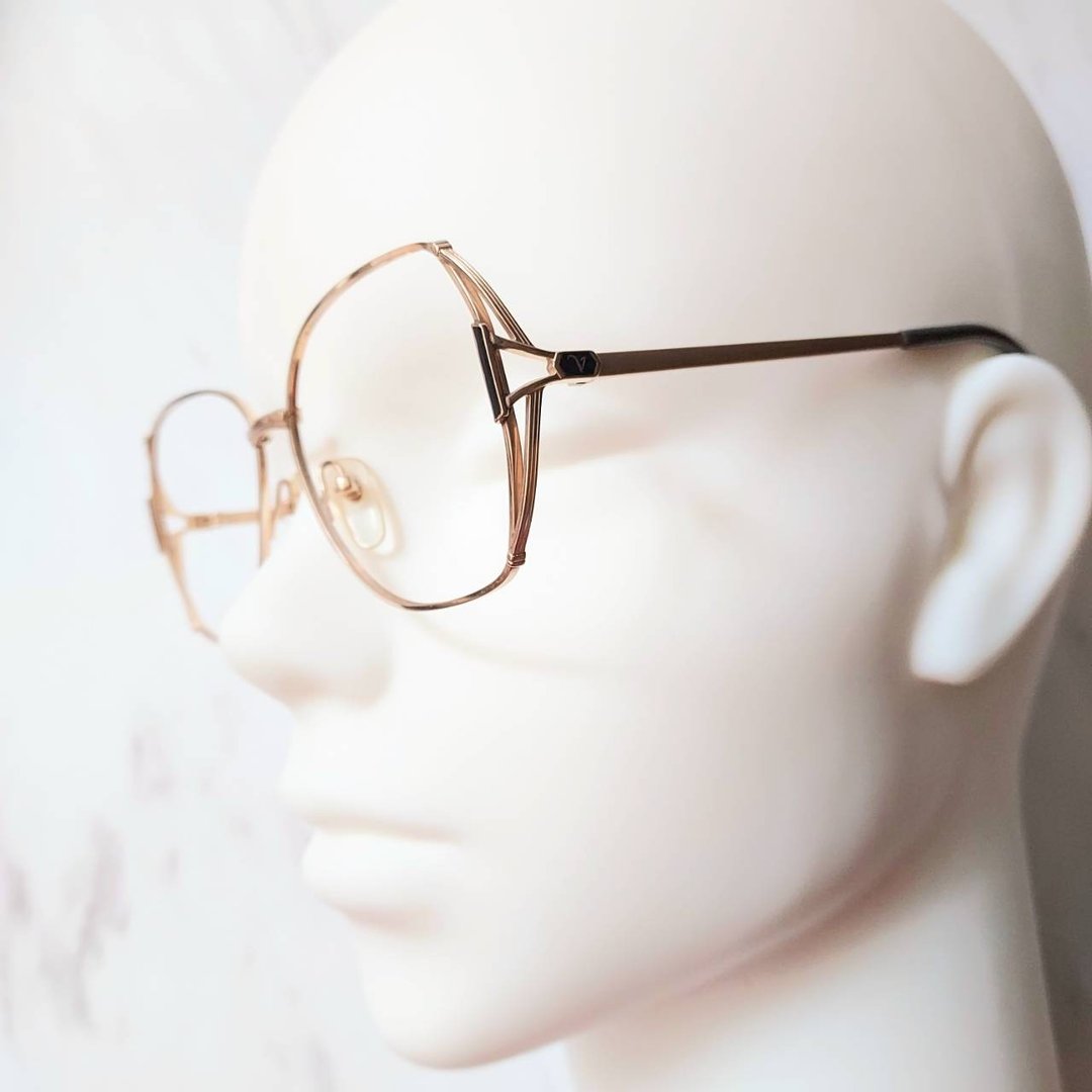 R.Valentino 钛合金 镶嵌黑珐琅金色金属镜框 VINTAGE老品全新 - 眼镜/眼镜框 - 其他金属 金色
