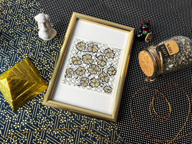 Zentangle禅绕画艺术-金色幸运草 - 插画/绘画/写字 - 纸 金色