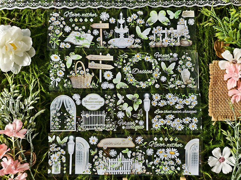 春日甘露 OKMT新七天流麻咕卡造景贴纸PET手帐手账胶带贝壳光工艺 - 纸胶带 - 塑料 绿色