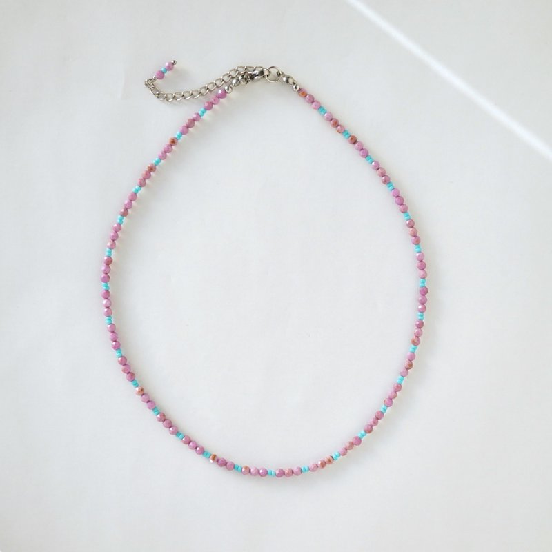 薰衣草色 流行 磷灰石 项链 珠饰项链 天然石项链 不锈钢项链 التركواز 项链 - 项链 - 半宝石 紫色