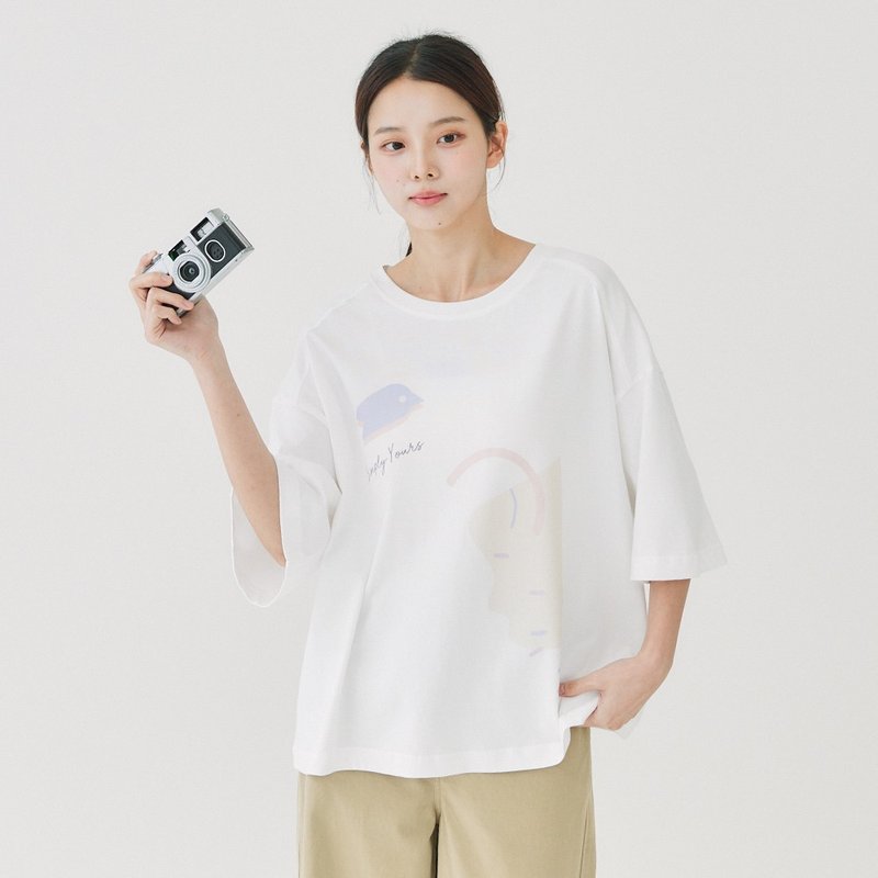 【Simply Yours】鸟儿纯棉印花T 白F - 女装 T 恤 - 棉．麻 白色