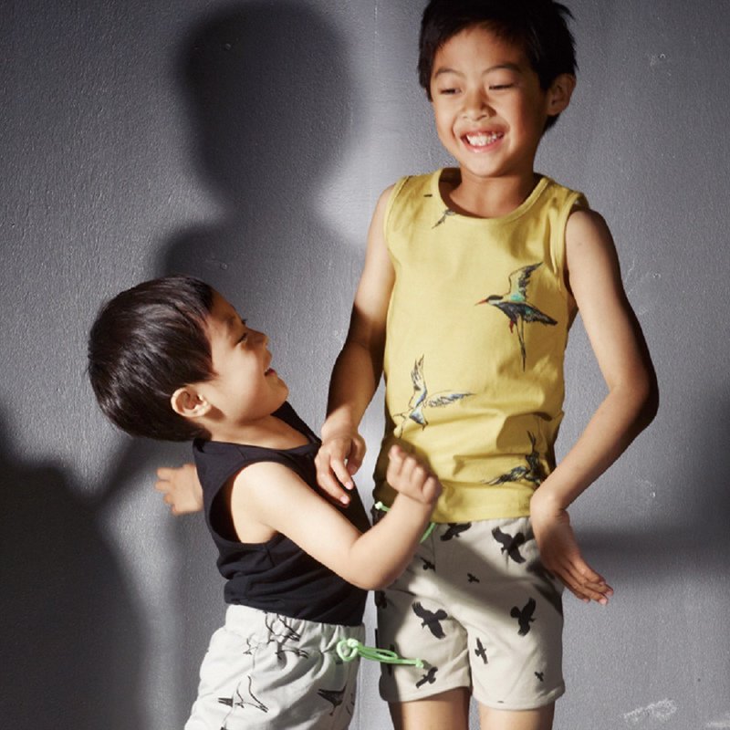 Moi Kids 冰岛有机棉童装短裤6M-12M灰绿大渡鸭 - 童装裤 - 棉．麻 绿色