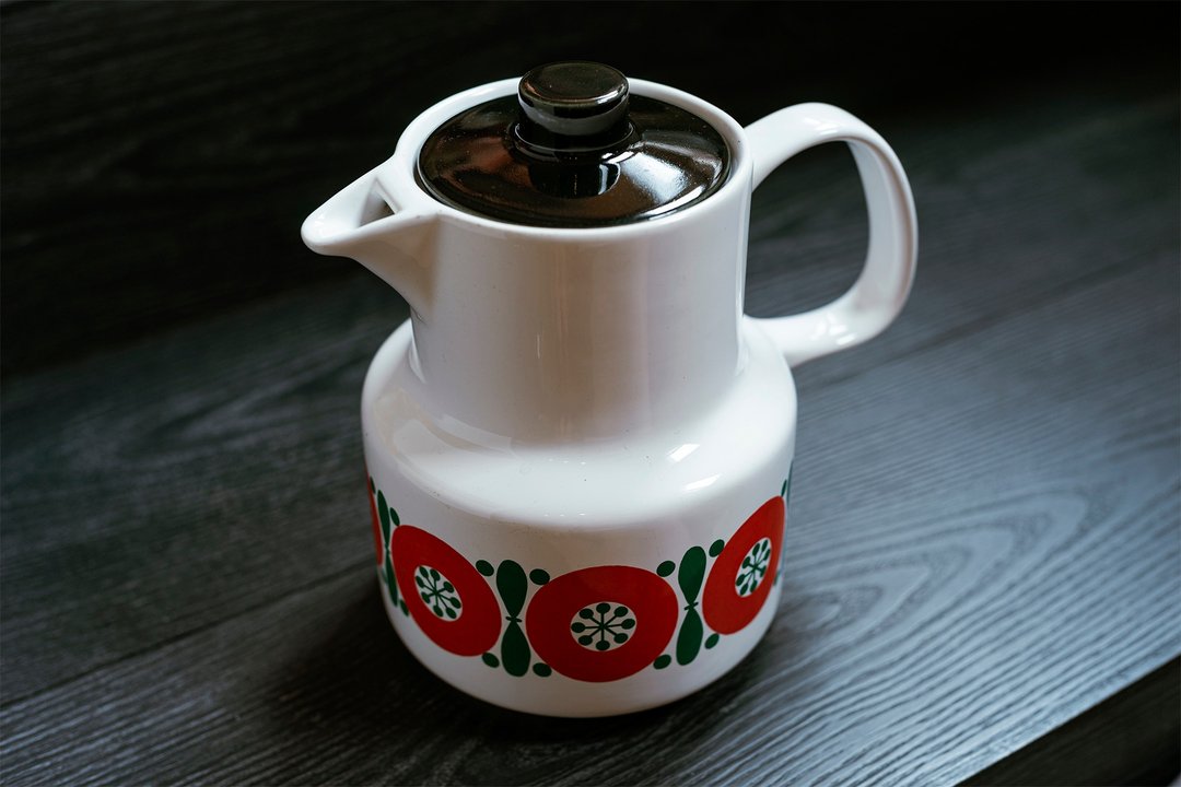 德国Melitta罂粟花系列大茶壶/冷水壶ー1Lー古董老件 - 咖啡壶/周边 - 陶 红色