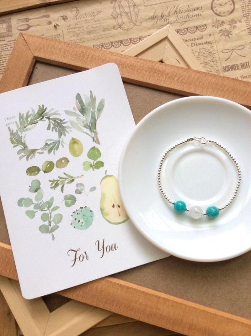 Ops Moonstone bracelet-月光石/天河石/925纯银 - 手链/手环 - 宝石 蓝色