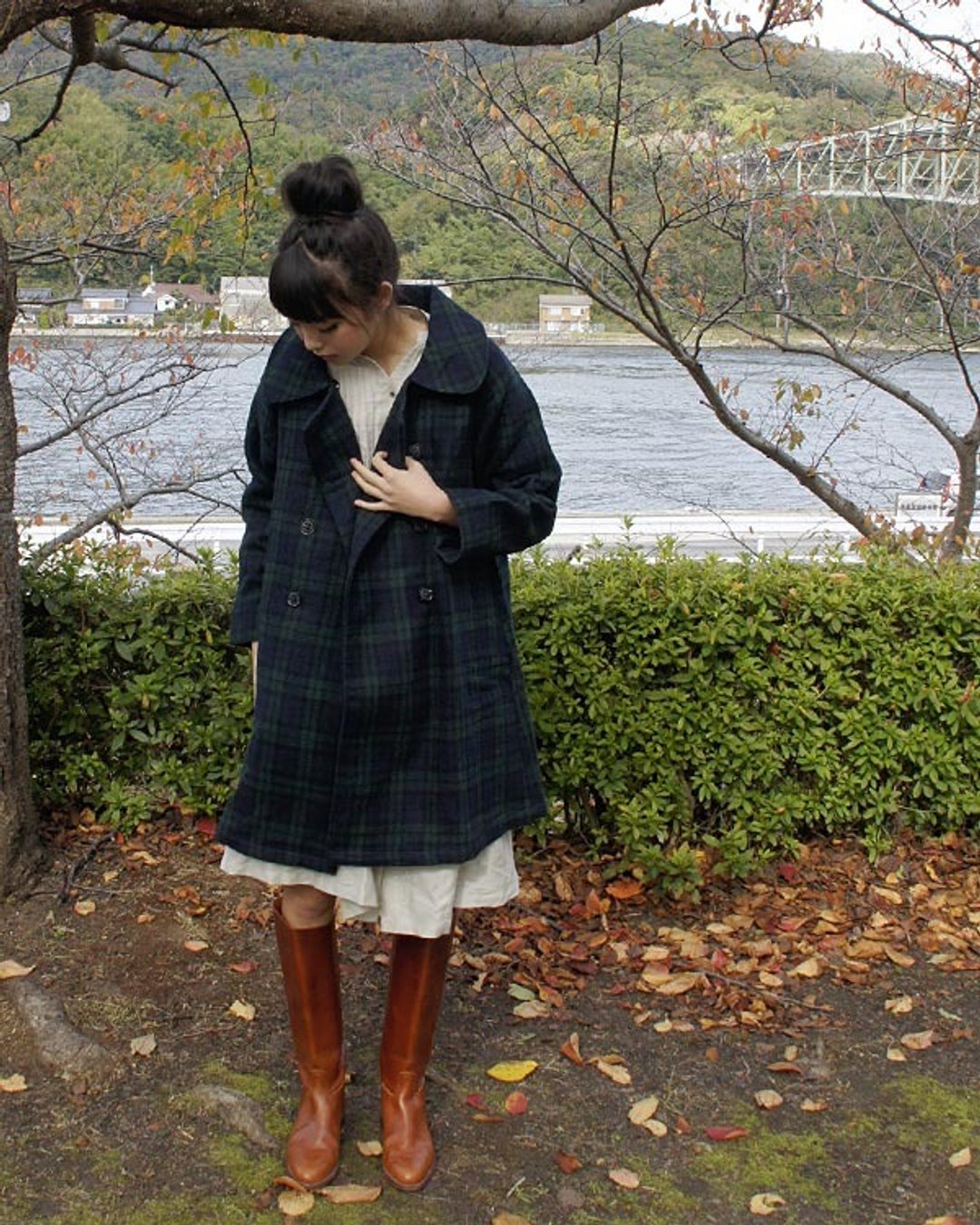 Almoir cemented black watch wool stain color coat 38 size - 女装休闲/机能外套 - 聚酯纤维 