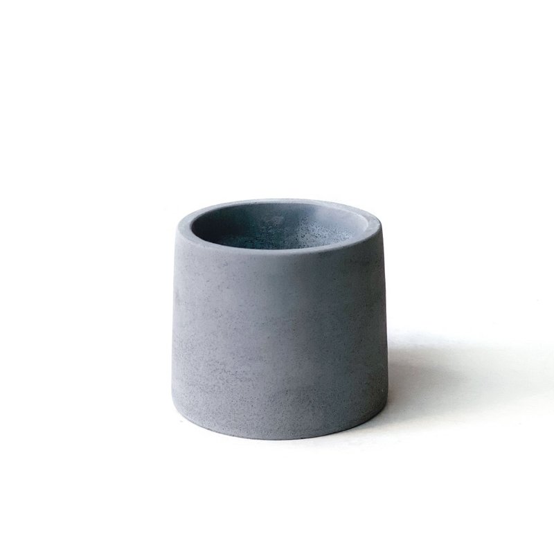 (现货) 墨黑系列 | 圆形纯色深灰水泥盆器 可搭配同色系底盘 - 花瓶/陶器 - 水泥 黑色