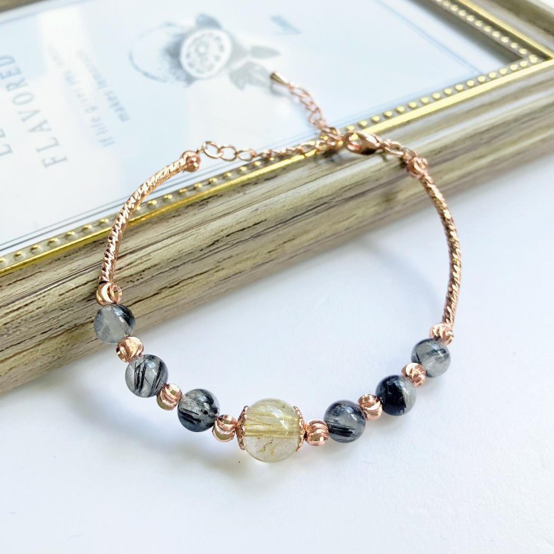 财运金仙子  提升金运 金发晶 黑髪晶 手链 天然石  财运 僻邪 - 手链/手环 - 水晶 金色