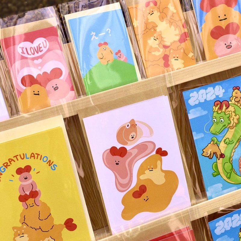 虾翻盖卡片 (大/小) - 卡片/明信片 - 纸 多色