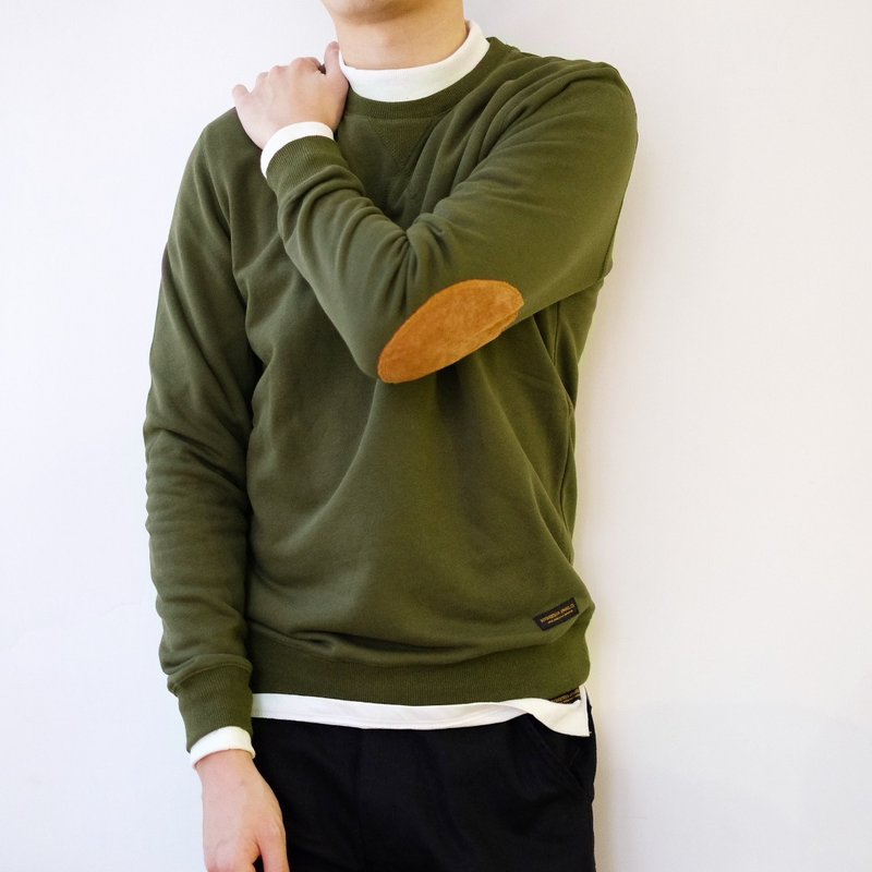 Patchwork Sweater 秋冬基本款纯色圆领套头卫衣/拼贴/简约/情侣 - 男装上衣/T 恤 - 棉．麻 蓝色