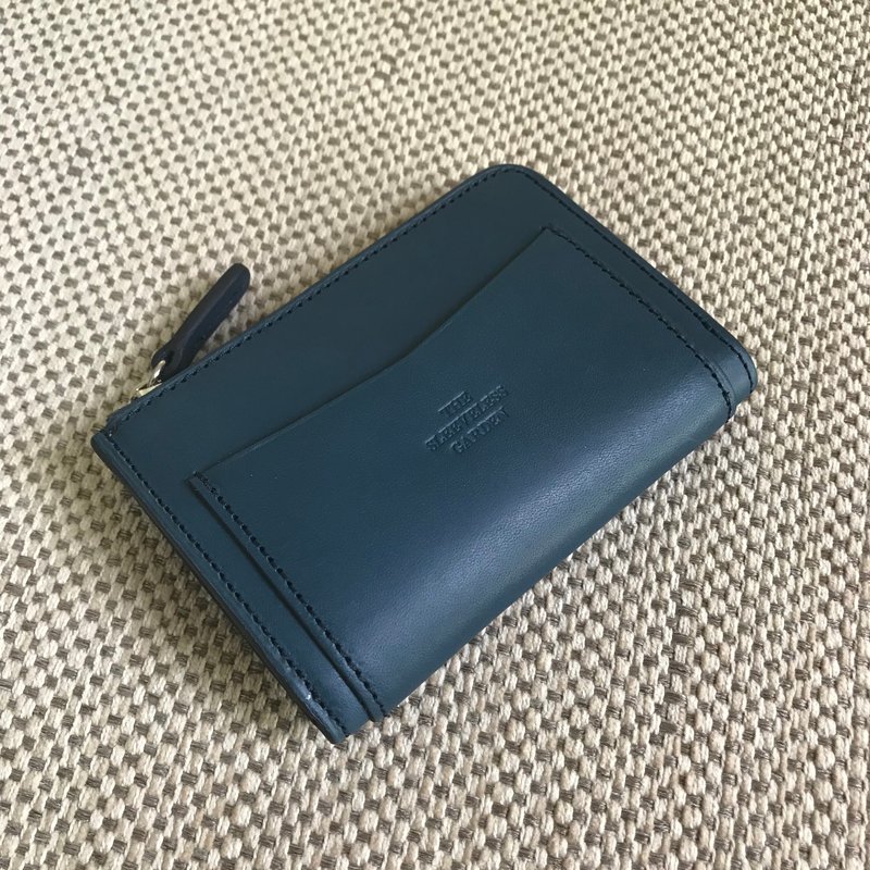 Coin zip purse /Navy blue - 零钱包 - 真皮 蓝色