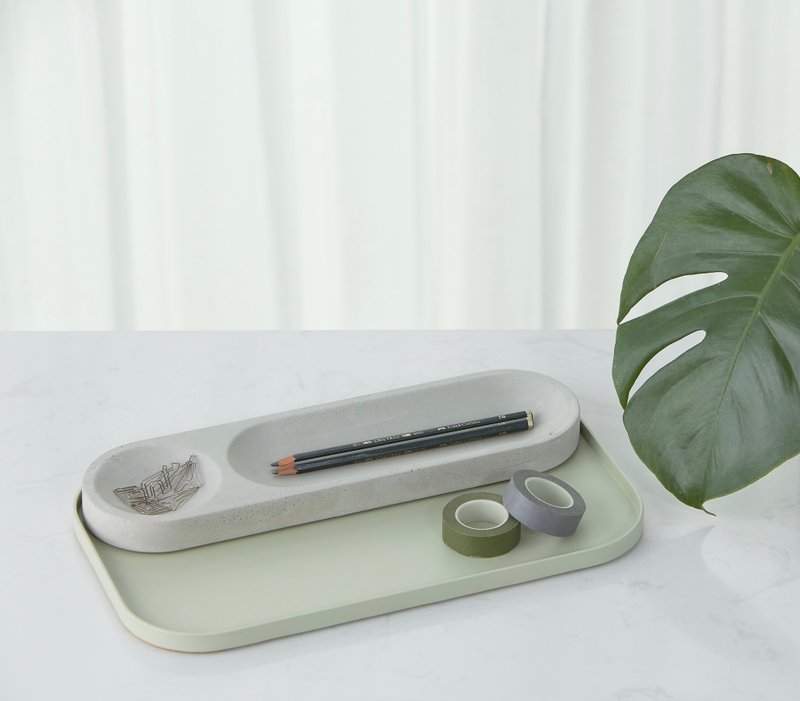 camino LUIS 多功能极简置物收纳文具组 薄荷绿回纹针吸铁文具盘 - 收纳用品 - 水泥 多色
